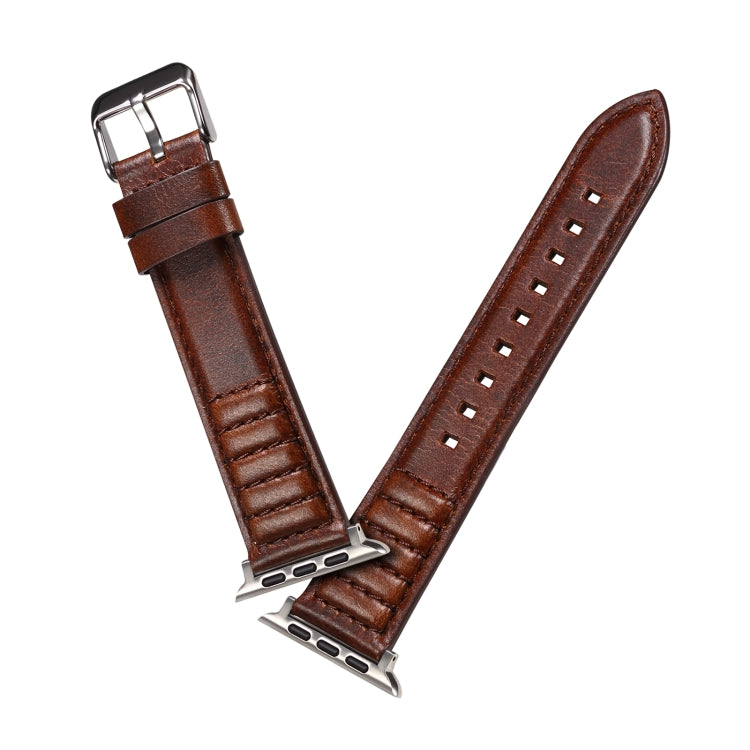 Oil Wax Genuine Leather Watch Band For Apple Watch Series 9&8&7 41mm / SE 3&SE 2&6&SE&5&4 40mm / 3&2&1 38mm (Brown) - Watch Bands by buy2fix | Online Shopping UK | buy2fix