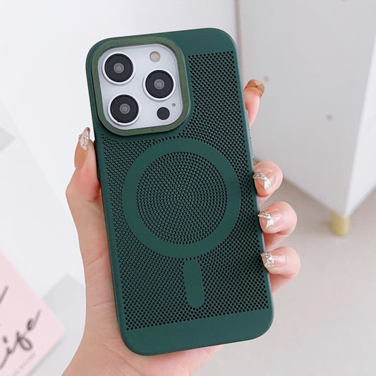 For iPhone 12 Pro Max Grid Cooling MagSafe Magnetic Phone Case(Alpine Green) - iPhone 12 Pro Max Cases by buy2fix | Online Shopping UK | buy2fix