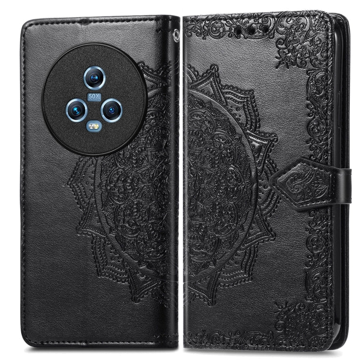 For Honor Magic5 Mandala Flower Embossed Leather Phone Case(Black) - Honor Cases by buy2fix | Online Shopping UK | buy2fix