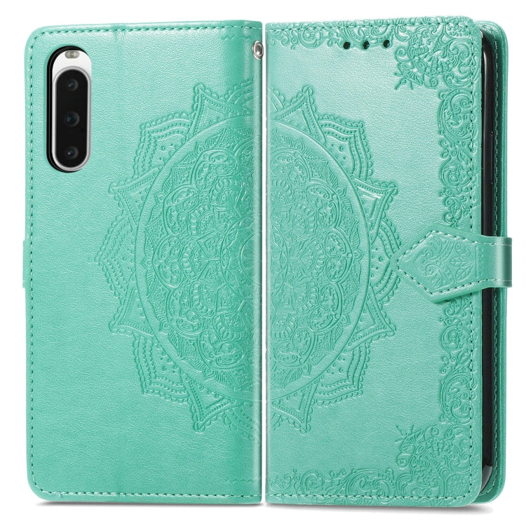 For Sony Xperia 10 IV Mandala Flower Embossed Leather Phone Case(Green) - Sony Cases by buy2fix | Online Shopping UK | buy2fix