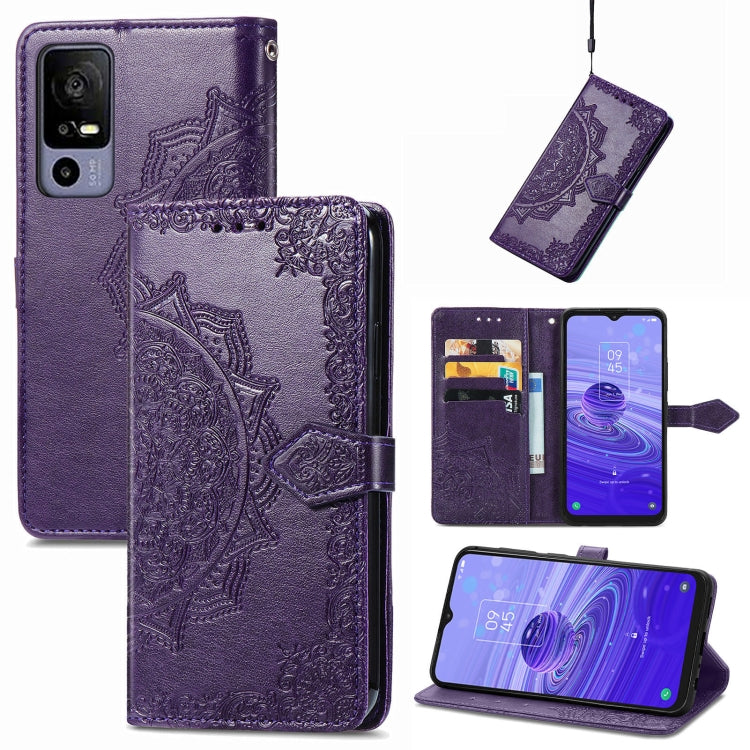 For TCL 40R Mandala Flower Embossed Leather Phone Case(Purple) - More Brand by buy2fix | Online Shopping UK | buy2fix