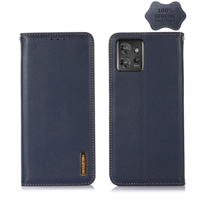 For Motorola ThinkPhone 5G KHAZNEH Nappa Top Layer Cowhide Leather Phone Case(Blue) - Motorola Cases by buy2fix | Online Shopping UK | buy2fix