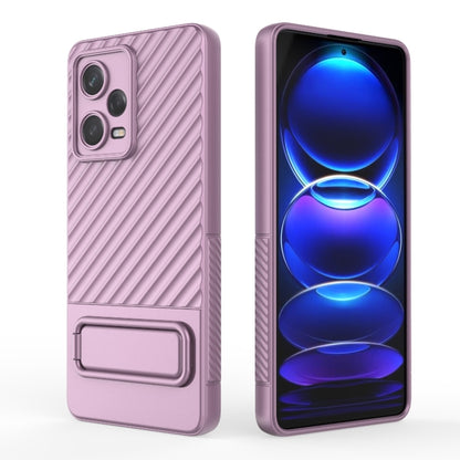 For Xiaomi Redmi Note 12 Pro 5G Global Wavy Texture TPU Phone Case with Lens Film(Purple) - Note 12 Pro Cases by buy2fix | Online Shopping UK | buy2fix