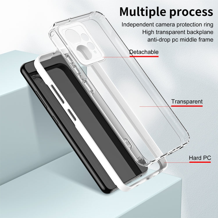 For Xiaomi Redmi Note 12 4G Global 3 in 1 Clear TPU Color PC Frame Phone Case(White) - Note 12 Cases by buy2fix | Online Shopping UK | buy2fix