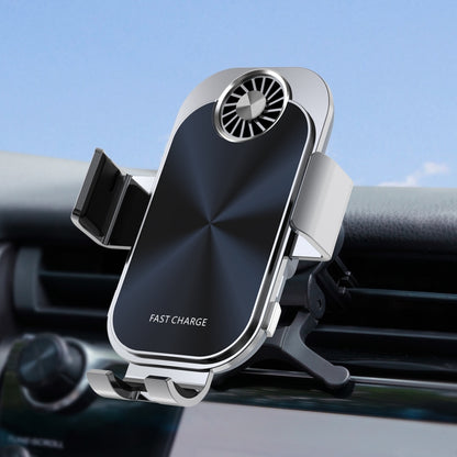 For Samsung Galaxy Z Flip4 / 3 C36 Fan Cooling Dual Coil Car Phone Holder Wireless Charger - In Car by buy2fix | Online Shopping UK | buy2fix