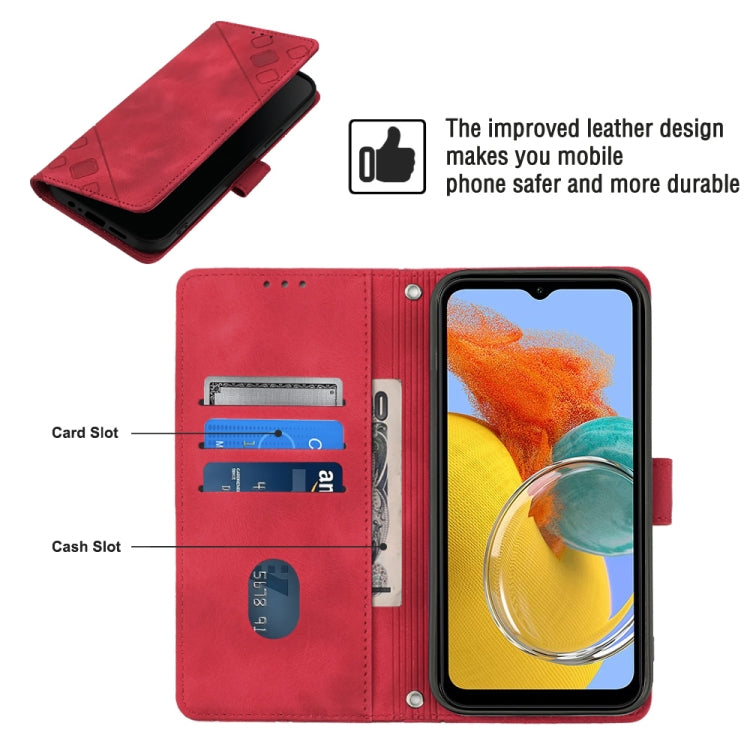 For Samsung Galaxy M14 5G Skin-feel Embossed Leather Phone Case(Red) - Galaxy Phone Cases by buy2fix | Online Shopping UK | buy2fix