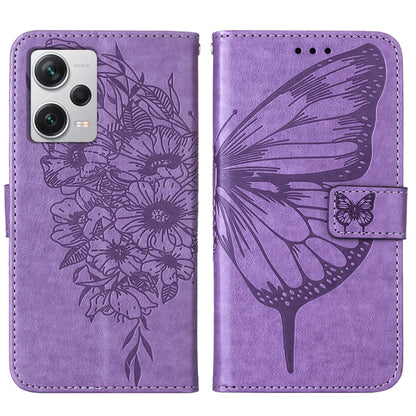 For Xiaomi Redmi Note 12 Pro+ 5G / Note 12 Explorer Embossed Butterfly Leather Phone Case(Light Purple) - Note 12 Pro+ Cases by buy2fix | Online Shopping UK | buy2fix