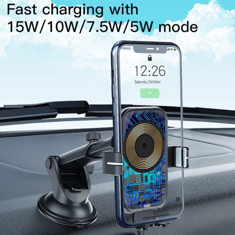 Yesido C118 15W Car Wireless Fast Charger Smart Induction Suction Cup Phone Holder(Black) -  by Yesido | Online Shopping UK | buy2fix