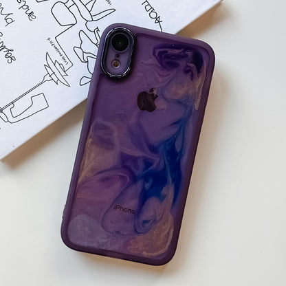 For iPhone XR Oil Painting Electroplating TPU Phone Case(Purple) - More iPhone Cases by buy2fix | Online Shopping UK | buy2fix