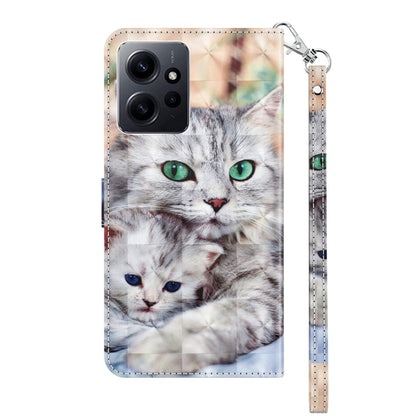 For Xiaomi Redmi Note  12 Pro+ 5G Global 3D Painted Pattern Leather Phone Case(Two Loving Cats) - Note 12 Pro+ Cases by buy2fix | Online Shopping UK | buy2fix