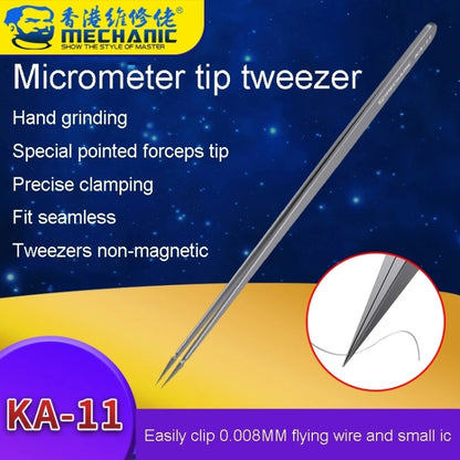 Mechanic KA-11 Non-magnetic Micrometer Pointed Tweezers - Tweezers by MECHANIC | Online Shopping UK | buy2fix