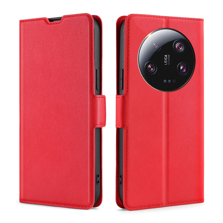 For Xiaomi 13 Ultra 5G Ultra-thin Voltage Side Buckle Horizontal Flip Leather Phone Case(Red) - 13 Ultra Cases by buy2fix | Online Shopping UK | buy2fix