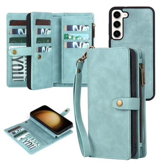 For Samsung Galaxy S23+ 5G Zipper Wallet Detachable MagSafe Leather Phone Case(Blue) - Galaxy S23+ 5G Cases by buy2fix | Online Shopping UK | buy2fix
