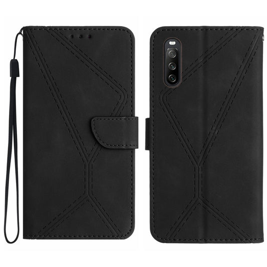 For Sony Xperia 10 III Stitching Embossed Leather Phone Case(Black) - Sony Cases by buy2fix | Online Shopping UK | buy2fix