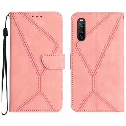 For Sony Xperia 10 V Stitching Embossed Leather Phone Case(Pink) - Sony Cases by buy2fix | Online Shopping UK | buy2fix