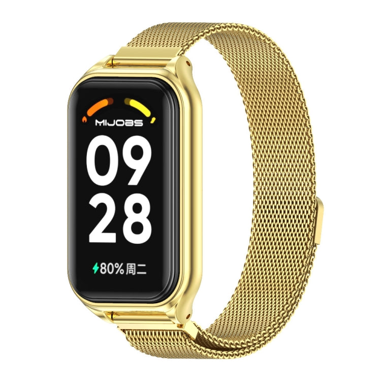 For Xiaomi Smart Band 8 Active / Redmi Band 2 Mijobs Metal Shell + Milan Magnetic Metal Watch Band(Gold) - Watch Bands by MIJOBS | Online Shopping UK | buy2fix