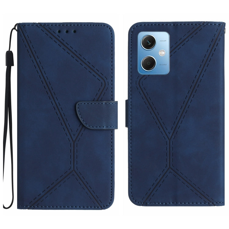 For Xiaomi Redmi Note 12 5G Stitching Embossed Leather Phone Case(Blue) - Note 12 Cases by buy2fix | Online Shopping UK | buy2fix