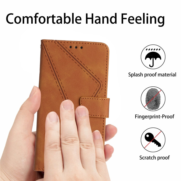 For Xiaomi POCO C40 Stitching Embossed Leather Phone Case(Brown) - Xiaomi Cases by buy2fix | Online Shopping UK | buy2fix