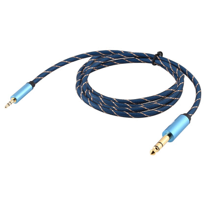 EMK 3.5mm Jack Male to 6.35mm Jack Male Gold Plated Connector Nylon Braid AUX Cable for Computer / X-BOX / PS3 / CD / DVD, Cable Length:2m(Dark Blue) - Audio Optical Cables by EMK | Online Shopping UK | buy2fix