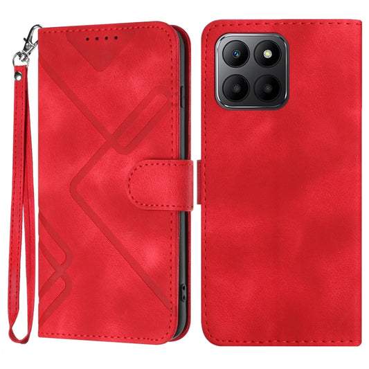 For Honor 70 Lite Line Pattern Skin Feel Leather Phone Case(Red) - Honor Cases by buy2fix | Online Shopping UK | buy2fix