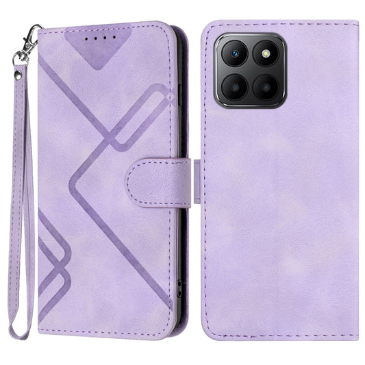 For Honor 70 Lite Line Pattern Skin Feel Leather Phone Case(Light Purple) - Honor Cases by buy2fix | Online Shopping UK | buy2fix