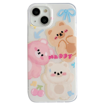 For iPhone 14 Pro IMD Cute Animal Pattern Phone Case(Bear) - iPhone 14 Pro Cases by buy2fix | Online Shopping UK | buy2fix