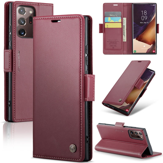 For Samsung Galaxy Note20 Ultra CaseMe 023 Butterfly Buckle Litchi Texture RFID Anti-theft Leather Phone Case(Wine Red) - Galaxy Note20 Ultra Cases by CaseMe | Online Shopping UK | buy2fix