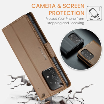 For Samsung Galaxy A52/A52s 5G CaseMe 023 Butterfly Buckle Litchi Texture RFID Anti-theft Leather Phone Case(Brown) - Galaxy Phone Cases by CaseMe | Online Shopping UK | buy2fix