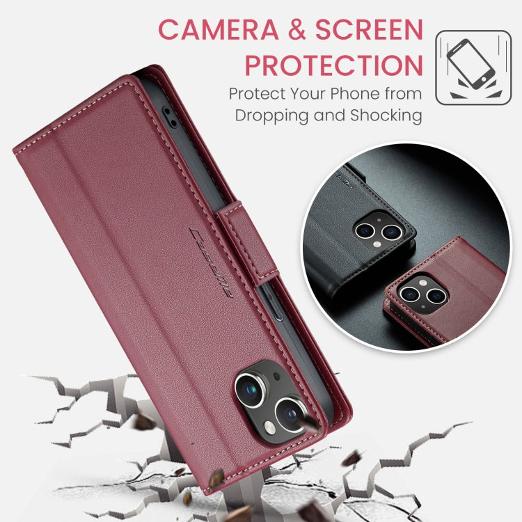 For iPhone 13 mini CaseMe 023 Butterfly Buckle Litchi Texture RFID Anti-theft Leather Phone Case(Wine Red) - iPhone 13 mini Cases by CaseMe | Online Shopping UK | buy2fix