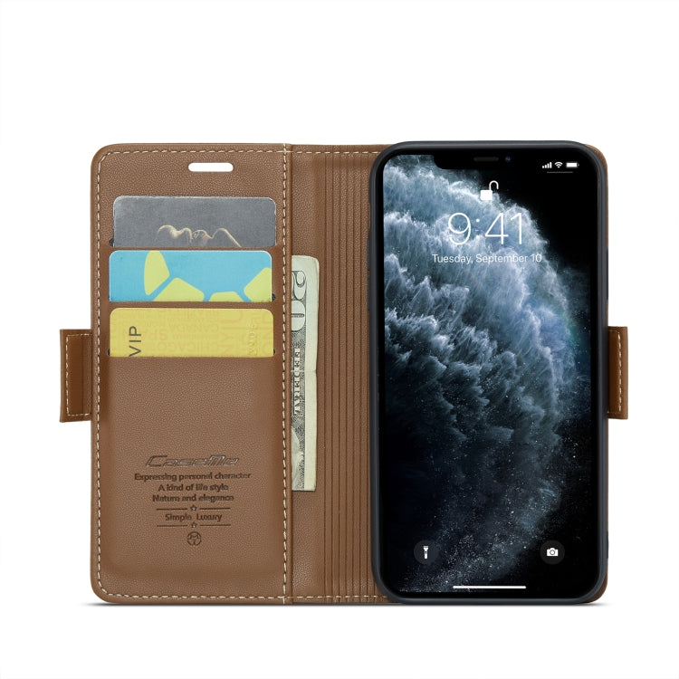 For iPhone 11 Pro Max CaseMe 023 Butterfly Buckle Litchi Texture RFID Anti-theft Leather Phone Case(Brown) - iPhone 11 Pro Max Cases by CaseMe | Online Shopping UK | buy2fix