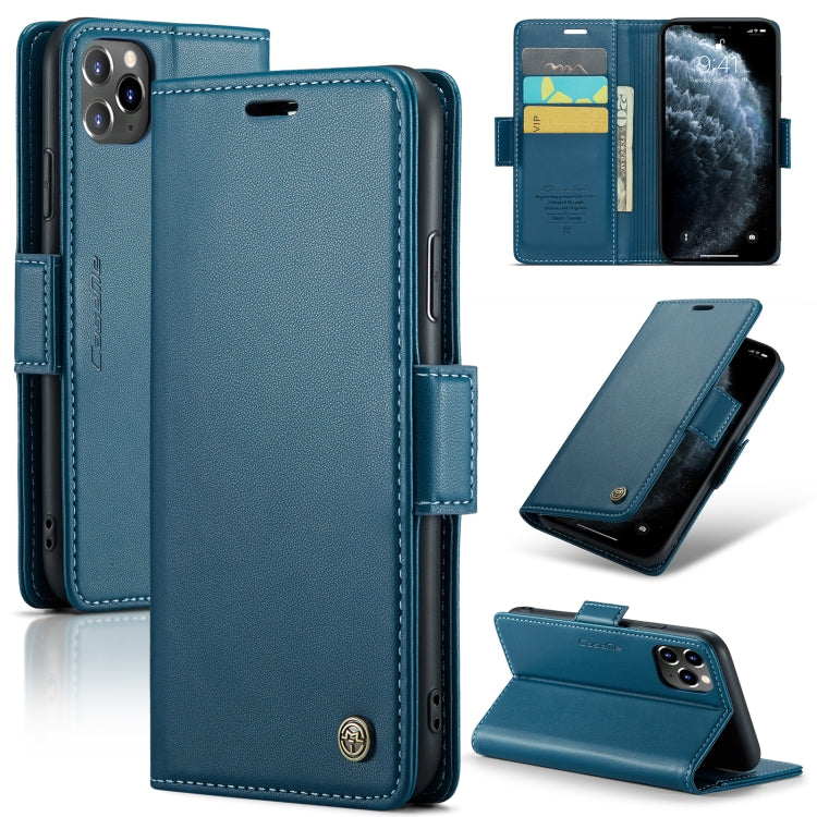 For iPhone 11 Pro Max CaseMe 023 Butterfly Buckle Litchi Texture RFID Anti-theft Leather Phone Case(Blue) - iPhone 11 Pro Max Cases by CaseMe | Online Shopping UK | buy2fix