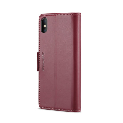 For iPhone XS CaseMe 023 Butterfly Buckle Litchi Texture RFID Anti-theft Leather Phone Case(Wine Red) - More iPhone Cases by CaseMe | Online Shopping UK | buy2fix