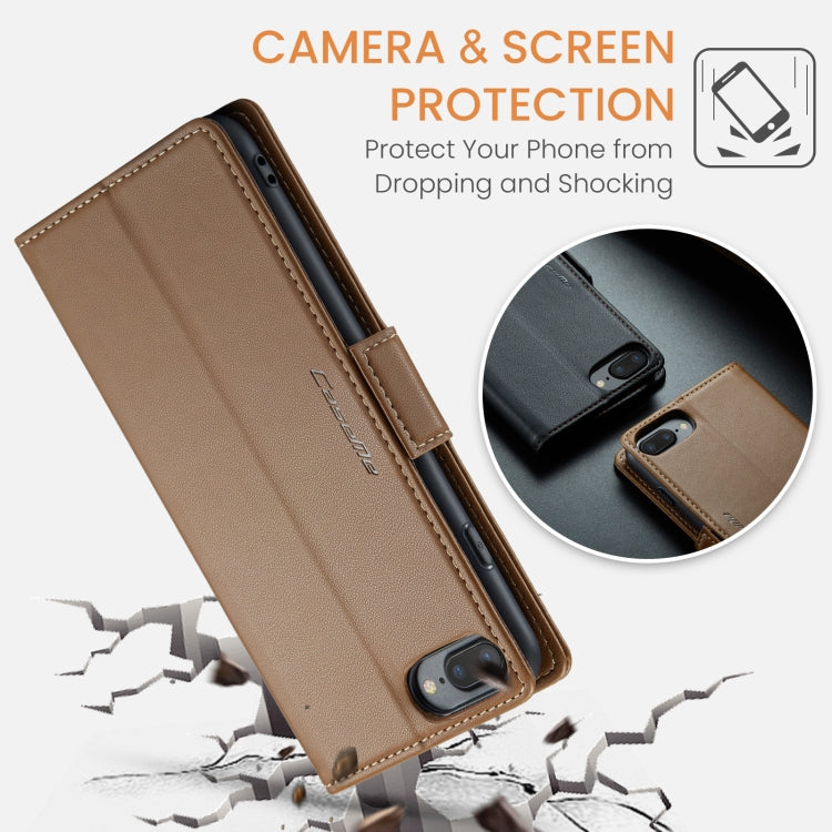 For iPhone 6 Plus/7 Plus/8 Plus CaseMe 023 Butterfly Buckle Litchi Texture RFID Anti-theft Leather Phone Case(Brown) - More iPhone Cases by CaseMe | Online Shopping UK | buy2fix