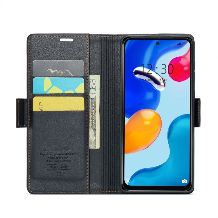 For Xiaomi Redmi Note 11 4G Global/Note 11S Global CaseMe 023 Butterfly Buckle Litchi Texture RFID Anti-theft Leather Phone Case(Black) - Xiaomi Cases by CaseMe | Online Shopping UK | buy2fix
