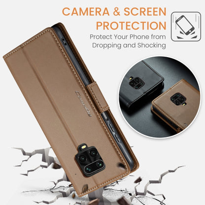 For Xiaomi Redmi Note 9S/Note 9 Pro/Note 9 Pro Max CaseMe 023 Butterfly Buckle Litchi Texture RFID Anti-theft Leather Phone Case(Brown) - Xiaomi Cases by CaseMe | Online Shopping UK | buy2fix