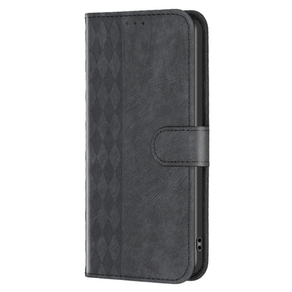 For Xiaomi Redmi 9A Plaid Embossed Leather Phone Case(Black) - Xiaomi Cases by buy2fix | Online Shopping UK | buy2fix