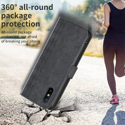 For Xiaomi Redmi 9A Plaid Embossed Leather Phone Case(Black) - Xiaomi Cases by buy2fix | Online Shopping UK | buy2fix