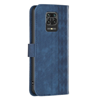 For Xiaomi Redmi Note 9 Pro Plaid Embossed Leather Phone Case(Blue) - Xiaomi Cases by buy2fix | Online Shopping UK | buy2fix