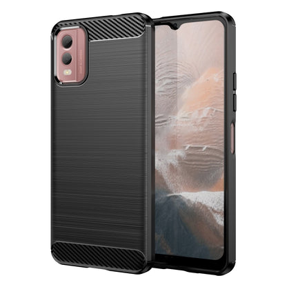 For Nokia C32 Brushed Texture Carbon Fiber TPU Phone Case(Black) - Nokia Cases by buy2fix | Online Shopping UK | buy2fix