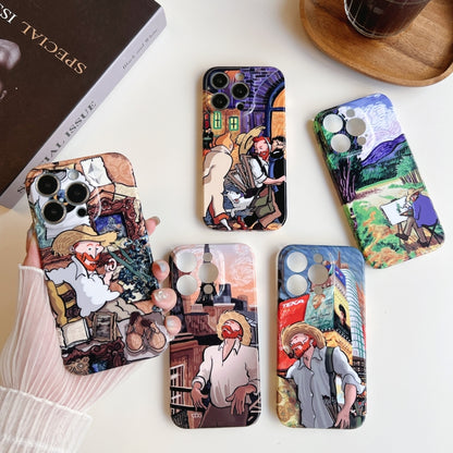 For iPhone 12 Pro Precise Hole Oil Painting Pattern PC Phone Case(Tobacco Pipe) - iPhone 12 / 12 Pro Cases by buy2fix | Online Shopping UK | buy2fix