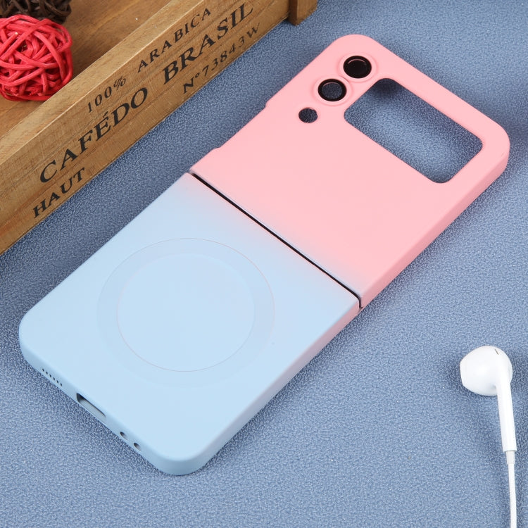 For Samsung Galaxy Z Flip4 Liquid TPU Silicone Gradient MagSafe Phone Case(Pink Blue) - Galaxy Z Flip4 5G Cases by buy2fix | Online Shopping UK | buy2fix