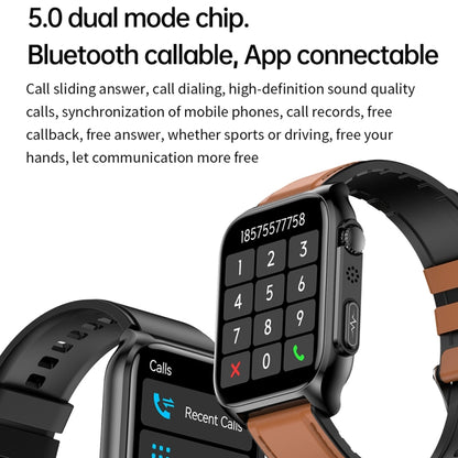 TK12 1.96 inch IP67 Waterproof Leather Band Smart Watch Supports ECG / Remote Families Care / Bluetooth Call / Body Temperature Monitoring(Brown) - Smart Watches by buy2fix | Online Shopping UK | buy2fix