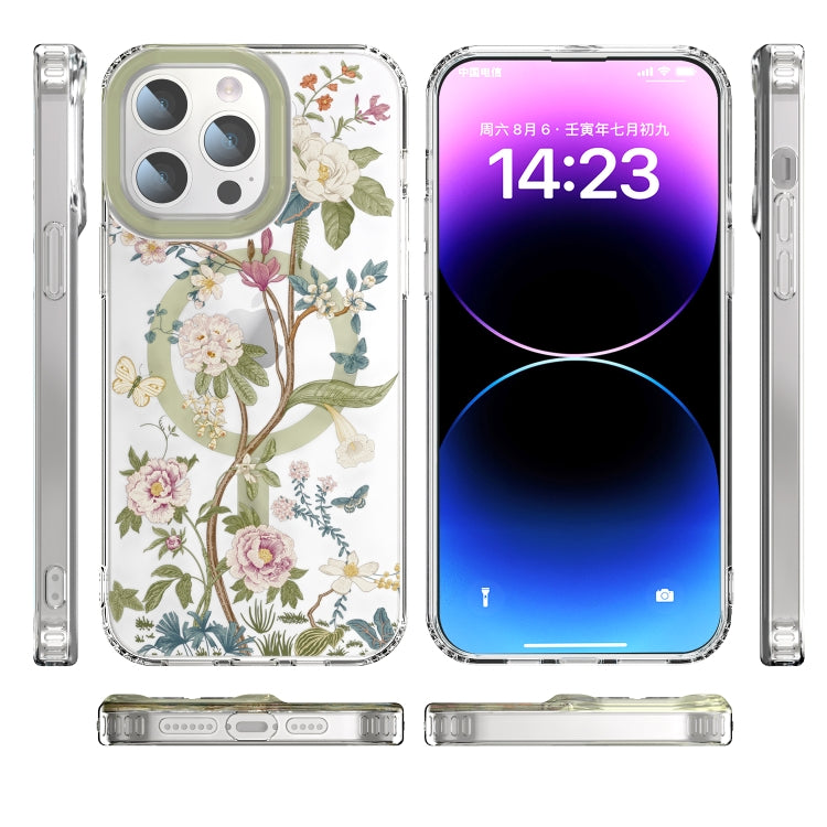 For iPhone 14 Pro MagSafe Magnetic TPU Phone Case(Blue Hydrangea Ball) - iPhone 14 Pro Cases by buy2fix | Online Shopping UK | buy2fix