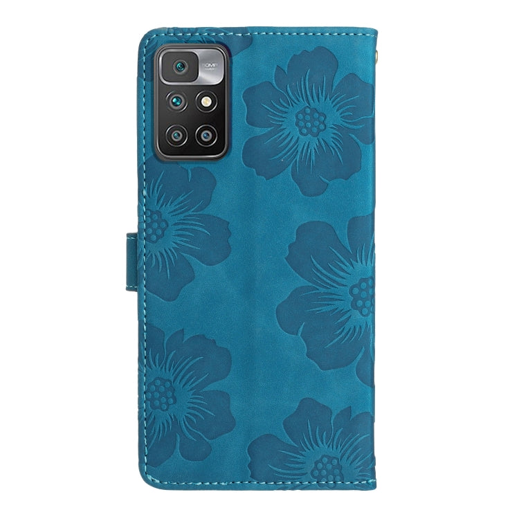 For Xiaomi Redmi 10 Flower Embossing Pattern Leather Phone Case(Blue) - Xiaomi Cases by buy2fix | Online Shopping UK | buy2fix