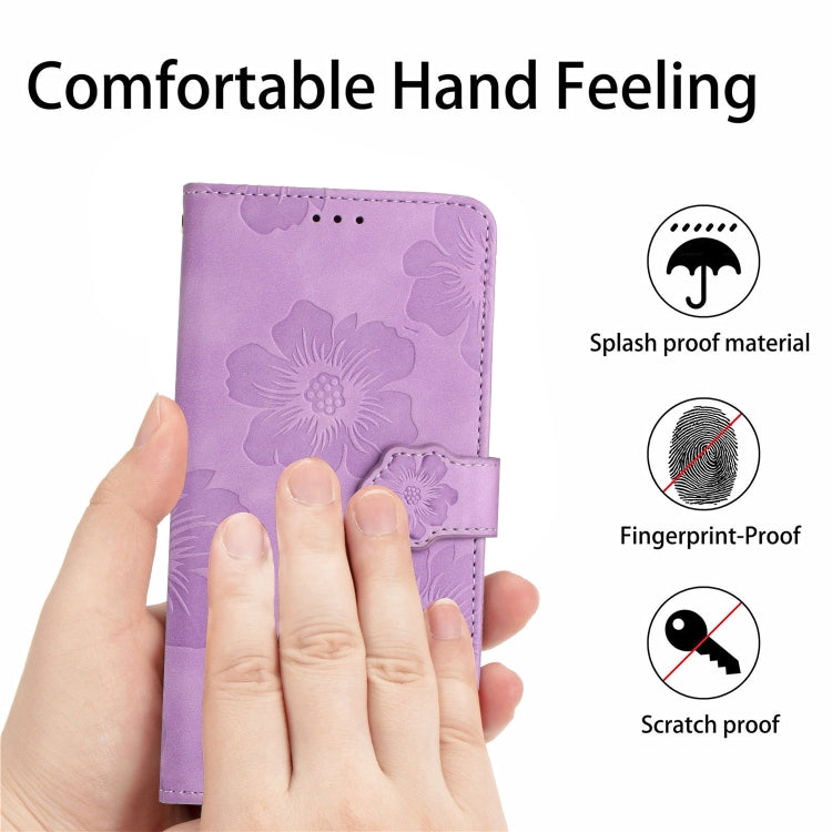 For Xiaomi Redmi 10C Flower Embossing Pattern Leather Phone Case(Purple) - Xiaomi Cases by buy2fix | Online Shopping UK | buy2fix