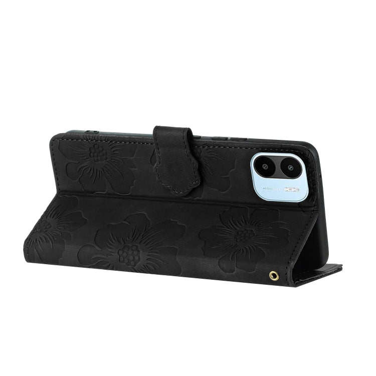 For Xiaomi Redmi A1 Flower Embossing Pattern Leather Phone Case(Black) - Xiaomi Cases by buy2fix | Online Shopping UK | buy2fix