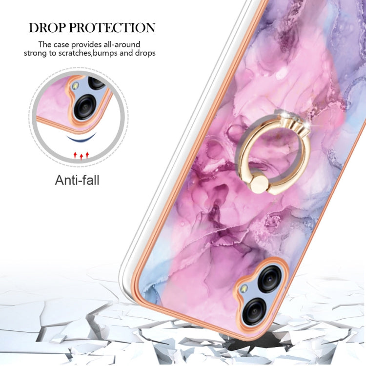 For Samsung Galaxy A04e Electroplating Marble Dual-side IMD Phone Case with Ring(Pink 013) - Galaxy Phone Cases by buy2fix | Online Shopping UK | buy2fix