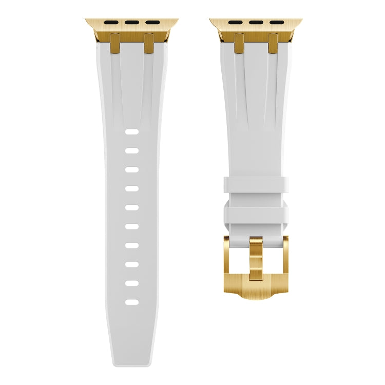 AP Silicone Watch Band For Apple Watch SE 44mm(Gold White) - Watch Bands by buy2fix | Online Shopping UK | buy2fix