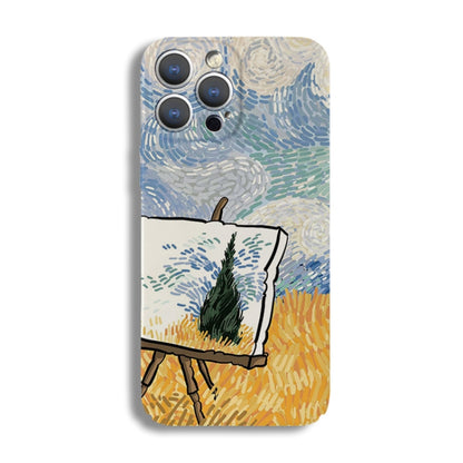 For iPhone 14 Pro Precise Hole Oil Painting Pattern PC Phone Case(Landscape Painting) - iPhone 14 Pro Cases by buy2fix | Online Shopping UK | buy2fix