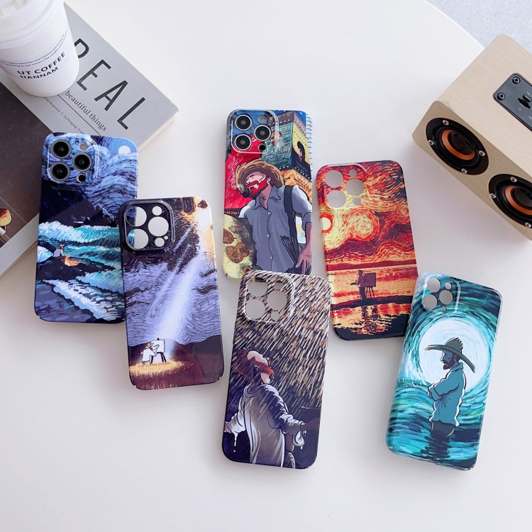 For iPhone X / XS Precise Hole Oil Painting Pattern PC Phone Case(Rain) - More iPhone Cases by buy2fix | Online Shopping UK | buy2fix